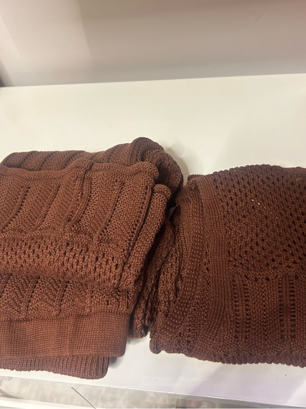 Brown Crochet Knit Two Piece Set | Boho Lounge Matching Set - Picture 3 of 6